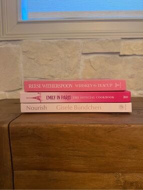 Stack of Pink Cookbooks